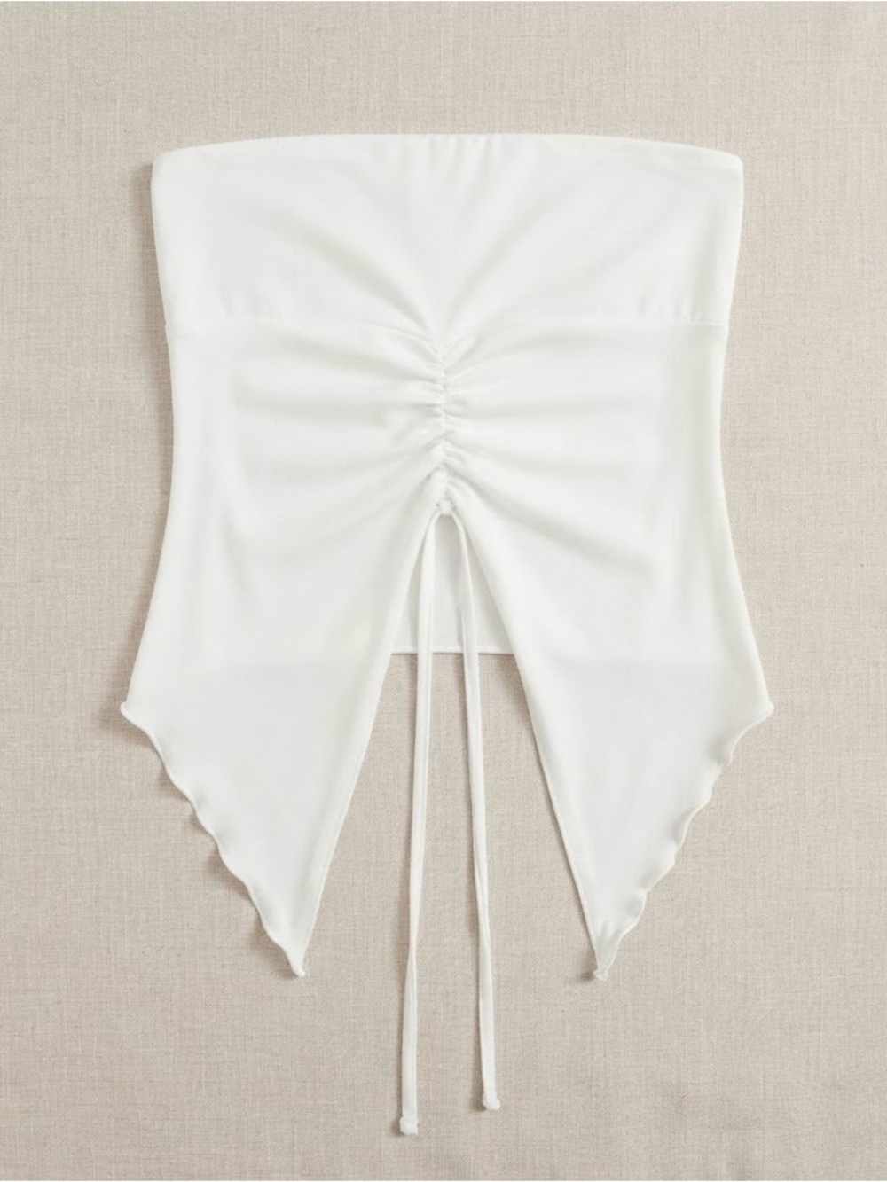 Women’s Strapless Ruched Tie-Front White Top